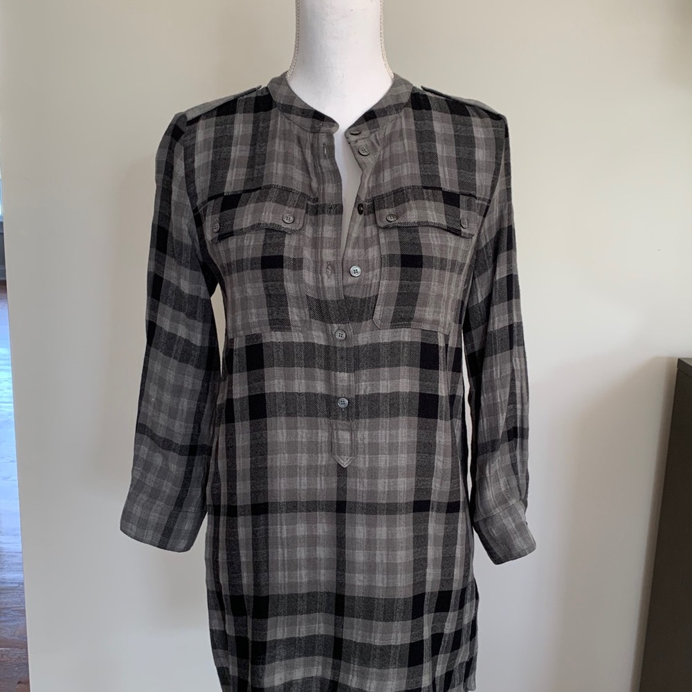 Burberry Brit Black & Grey plaid tunic- size XS